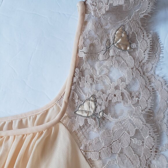 Vintage Claire Sandra by Lucie Ann Lace Peach Lingerie Nightgown - Picture 6 of 15